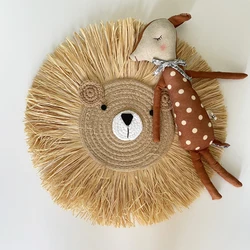 Animal Wall Hanging Decor Baby Room Straw Hand-Woven Lion Ornaments Nordic Home Decor for Bedroom Children Room Decoration