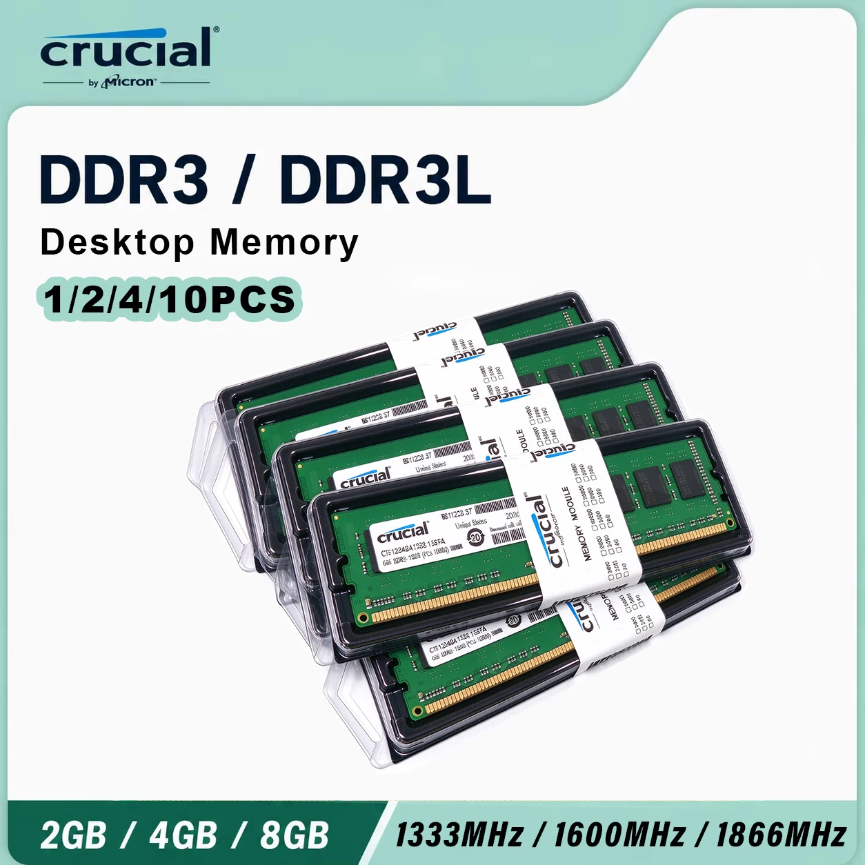 1/2/4/10PCS Crucial DDR3 DDR3L Desktop RAM 4GB 8GB 1333/1600/1866MHz 240Pin UDIMM 1.35V 1.5V Memory PC3-10600 12800 14900 RAMs