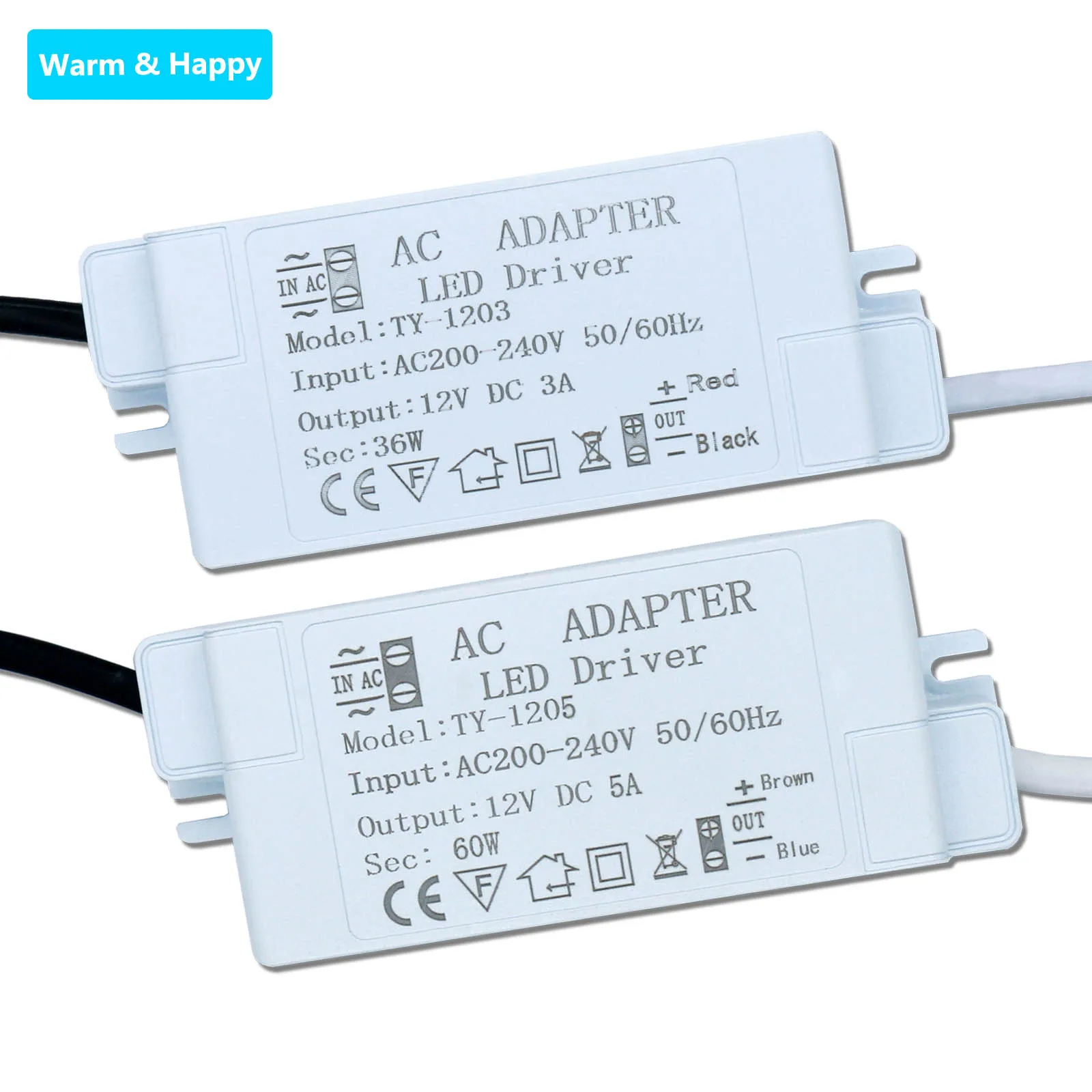 12W 24W 36W 60W LED Driver Power Supply For AC220 12V 1A 2A 3A 5A Power Supply Control Lighting Transformers For LED Light Strip