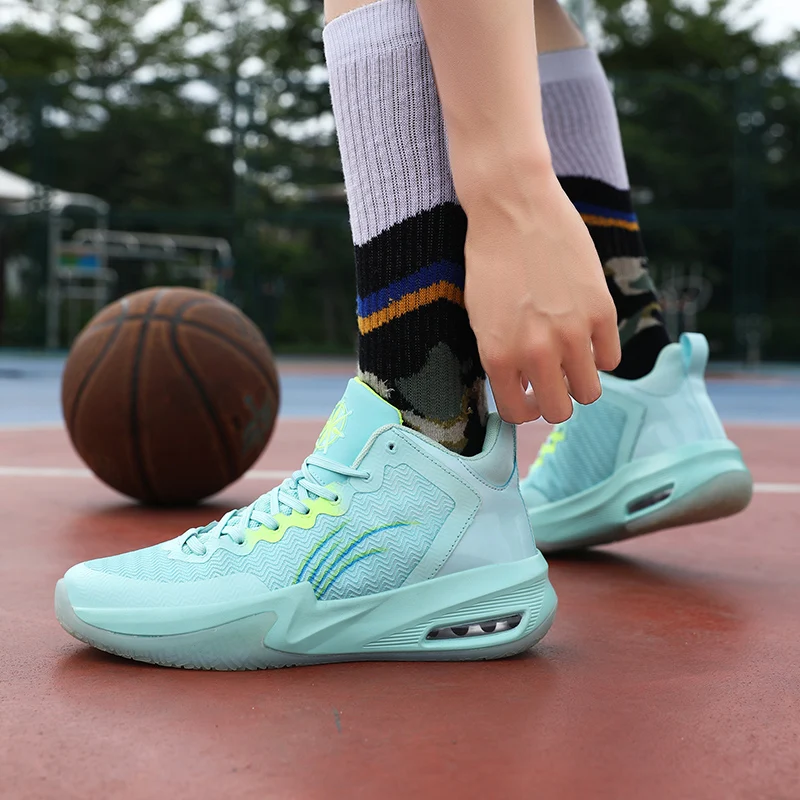 Fashion Pink Air Cushion Basketball Shoes For Women High Quality Outdoor Men's Basketball Sneakers Professional Basket Shoes Men