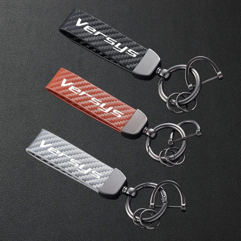 

For Kawasaki Versys 650 1000 Versys650 Versys1000 High-Grade Carbon Fiber Patterned Motorcycle Keychain Metal Keyring
