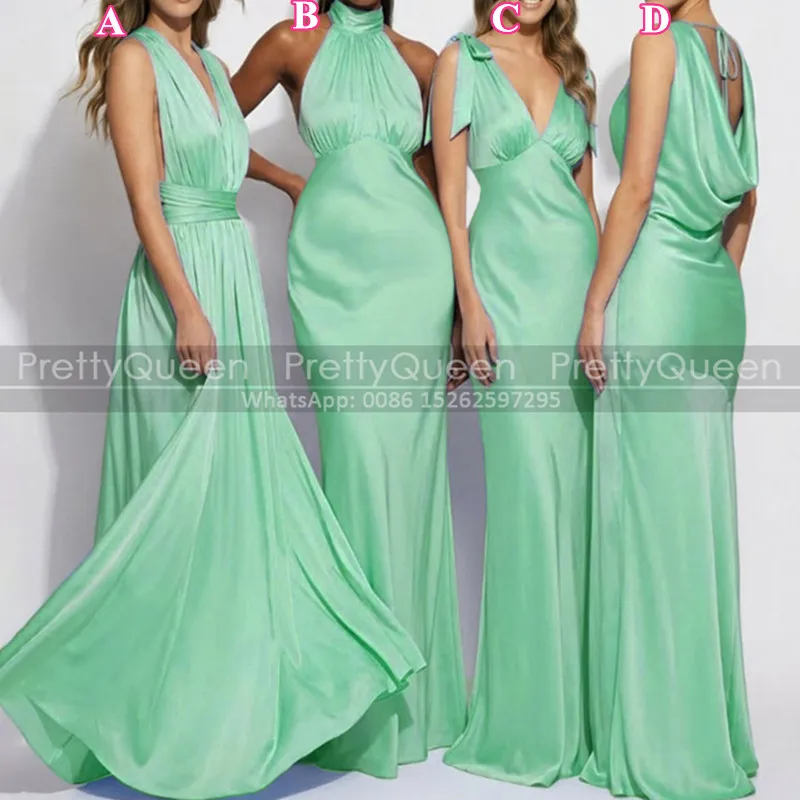 

Customized Mermaid Bridesmaid Dresses Long Deep V Neck Sleeveless A Line Wedding Party Dress For Women