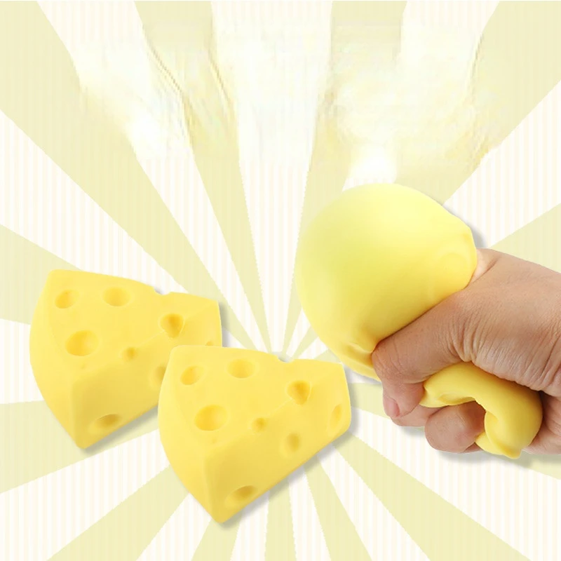 Originality Simulation Cheese Fidget Toys Squishy Stress Reliever Toys Prank Autism Montessori Toys Games Children Gift