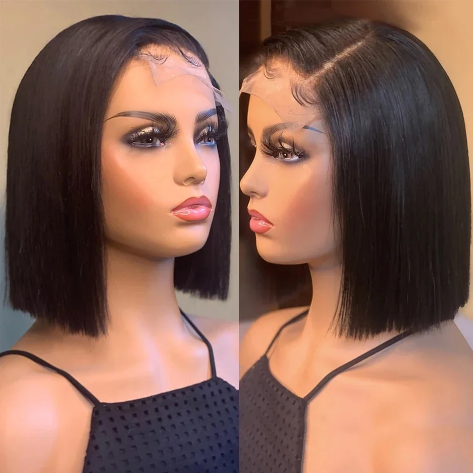 180% Human Hair Bob Wig Straight Short Bob Wigs 8-16Inch Brazilian Virgin Human Hair 13x4 Lace Frontal Wig 4x4 Lace Closure Wigs