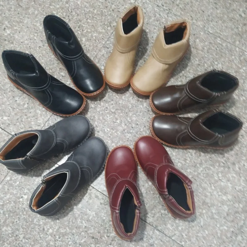 Botas de tornozelo femininas roman apontou botas casuais primavera outono sapatos femininos tamanhos grandes 43 senhoras confortáveis não deslizamento calçados 2023