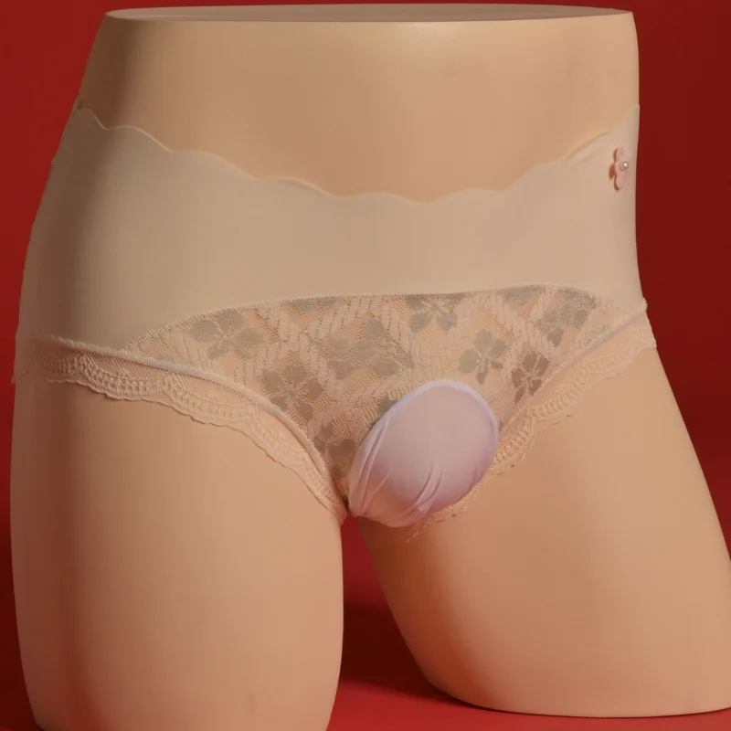 

Mens Sissy Panties Flower Hollow Breathable Underwear Elastic Low Rise Briefs See Through Lingerie Ultra-Thin Lace Underpants