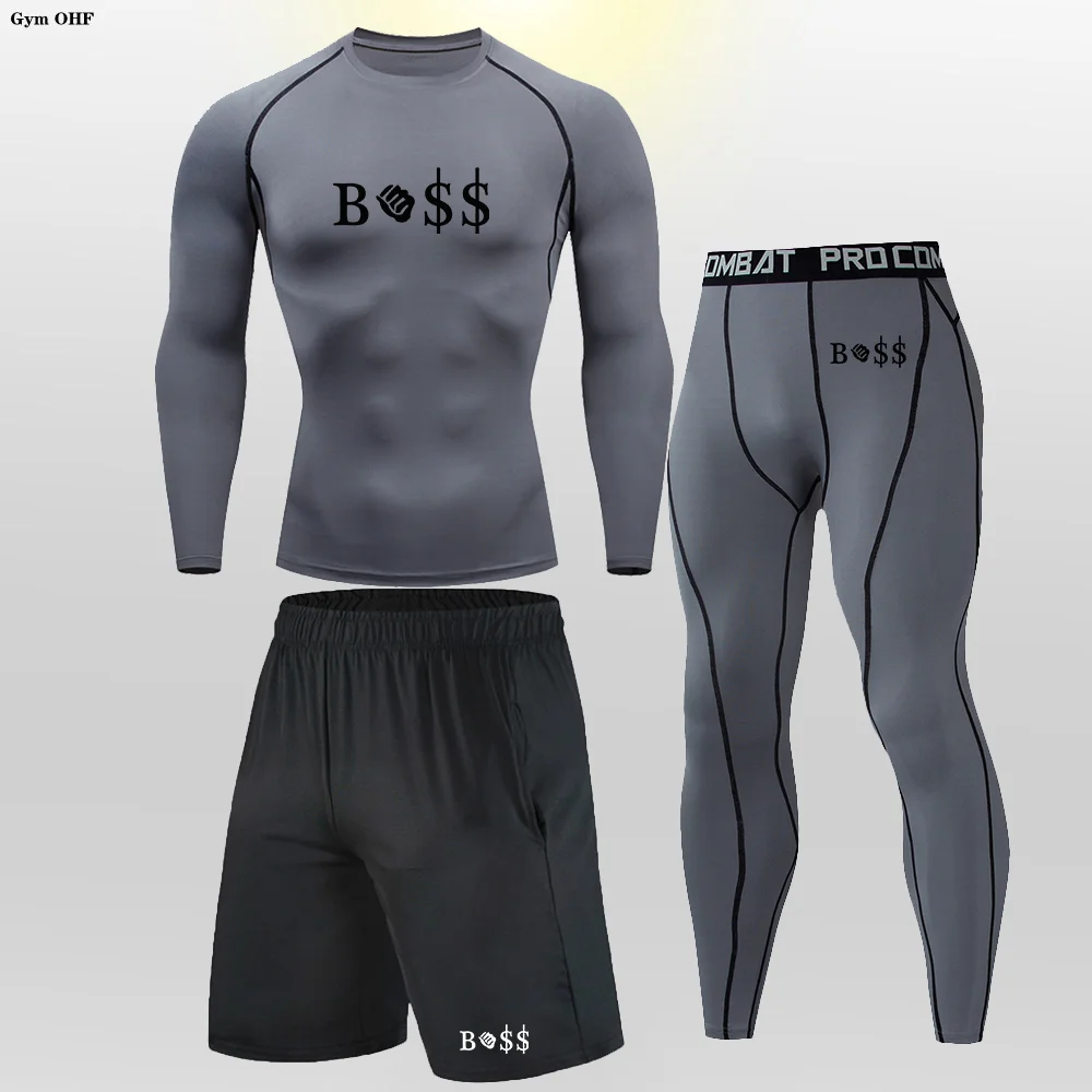 

B/SS Men's Sports Suit Gym Fitness Compression Sportswear Set Running Jogging Sport Wear Clothes Exercise Tracksuits Suits Man