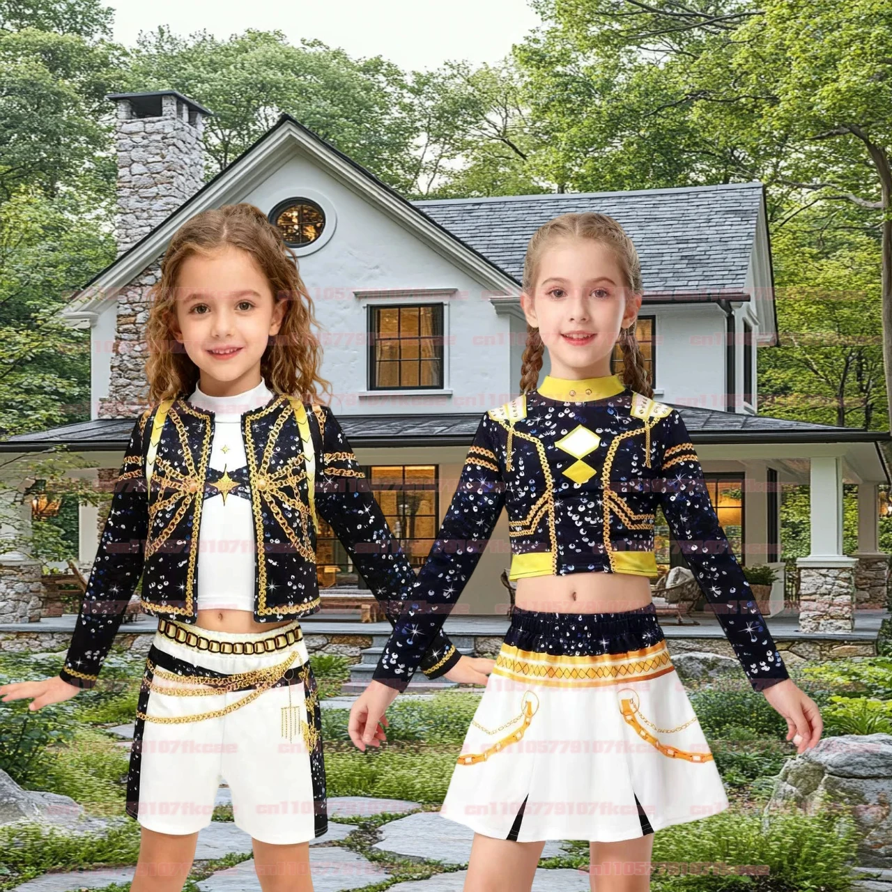 Rumi Concert Sets For Children K-Pop Witch Hunter Cosplay Costume Halloween Suit Top+Skirt+Jacket+Bag 4Pcs Girls Birthday Dress