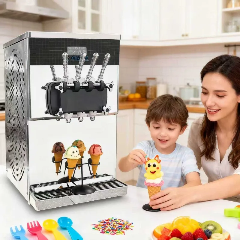 Ice cream machine 3 flavors, small cone ice cream machine, milk tea outdoor stall equipment, one piece is sent on behalf of