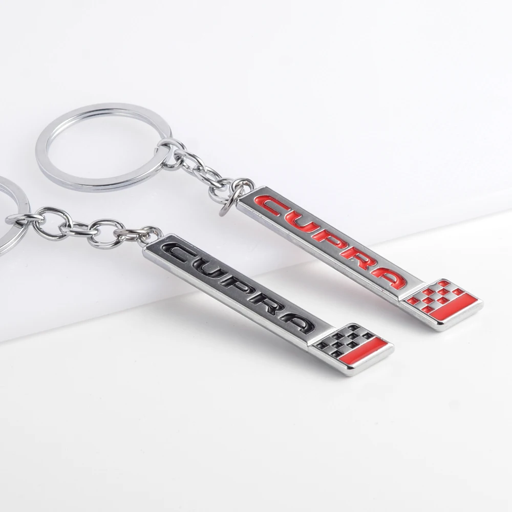 Car Keychain Race Flag Logo Metal Keyring Key Ring Holder For Ateca Mii Leon 5F Ibiza 6J Tarraco Alhambra Arona Accessories