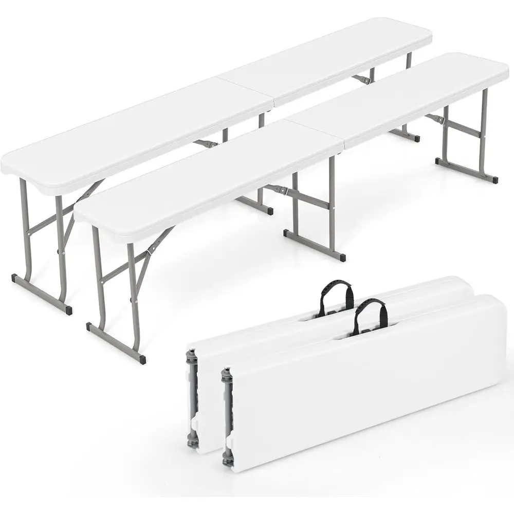 

Портативная складная скамья из пластика длиной 6 футов, устойчивое к атмосферным воздействиям сиденье из HDPE с ручкой для переноски, идеально подходит для пикников, кемпинга и занятий спортом, 2-местная.