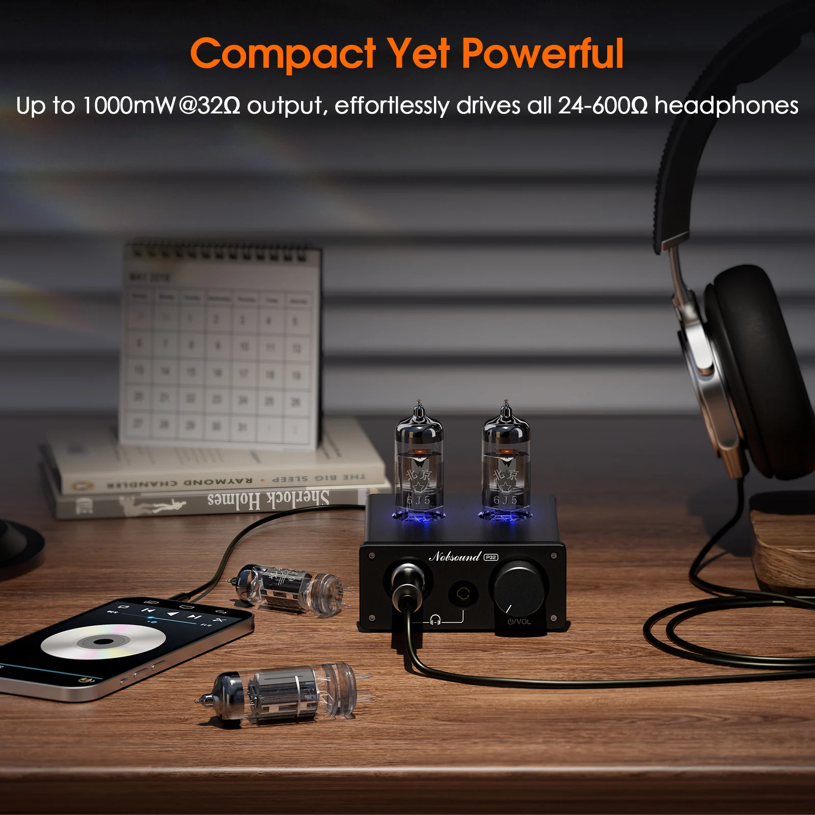 Nobsound P32 Mini-Röhrenvorverstärker Desktop 3,5mm/6,35mm Kopfhörerverstärker mit steckbarem Operationsverstärker – Detail 6