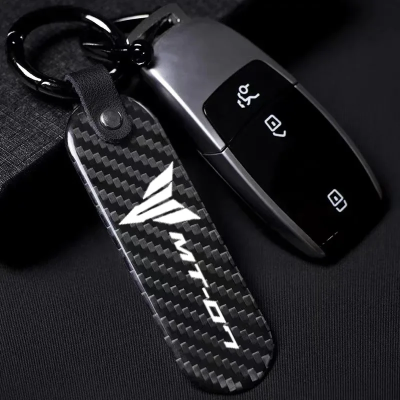 1PCS For Yamaha MT-07 MT-03 MT10 09 01 25 125 Motorcycle Accessorie Motorcycle Keychain Keyring Carbon FiberHigh-Grade