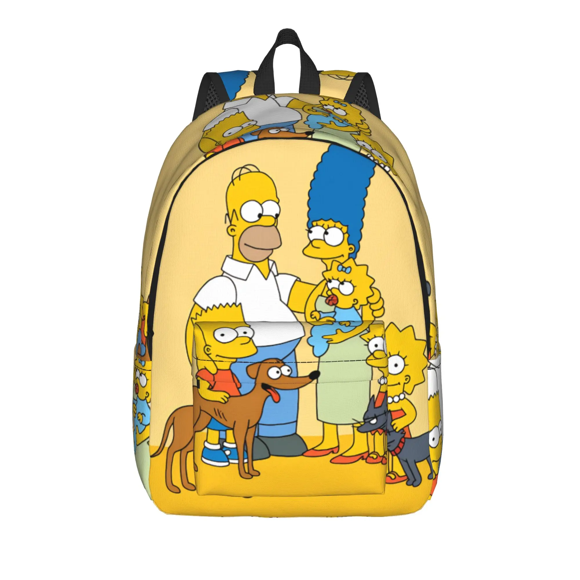 S-Simpsons Yellow Background Minimalist Family Backpack Male Large Backpacks Polyester High School Bags College Custom Rucksack