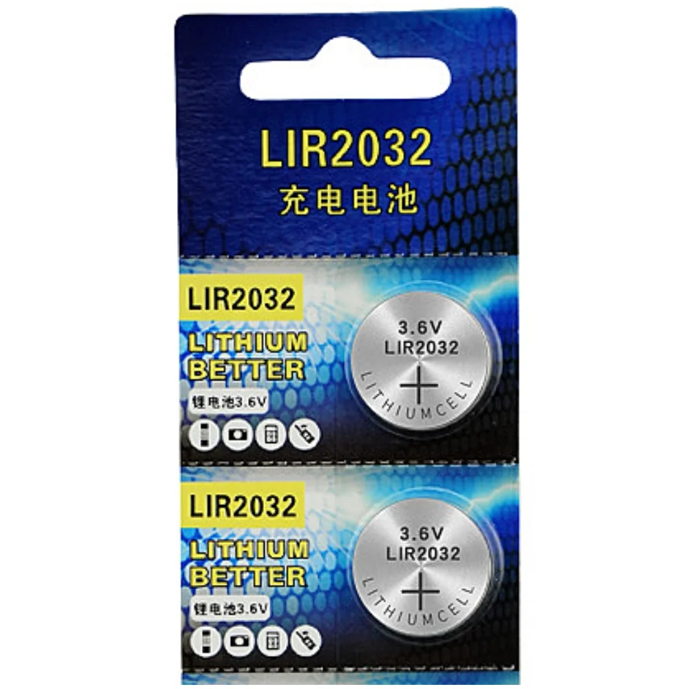 

LIR2032 Rechargeable Battery 2032 Lithium charging Can Replace 3.6v 40mAH CR2032 for watches Coin Battery
