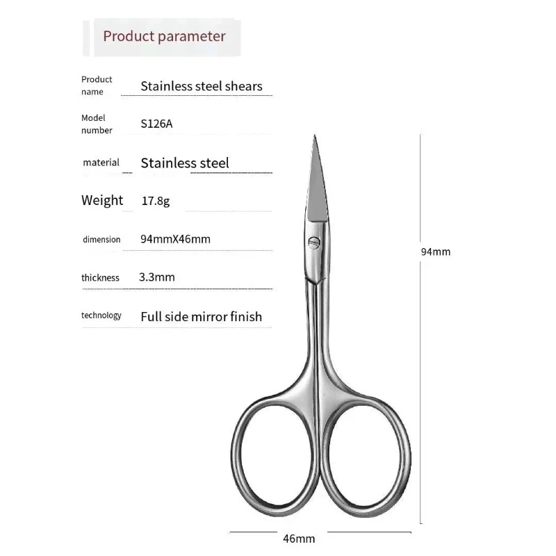 Tijeras de cutículas de acero inoxidable, removedor de piel muerta para uñas, cortaúñas, tijeras de uñas rusas, manicura, tijera de Punta curva