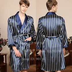 Men's Sleep Robe Satin Nightwear Loose Kimono Summer New Bathrobe Gown Male Casual Homewear Shower Robes with Pocket Loungewear