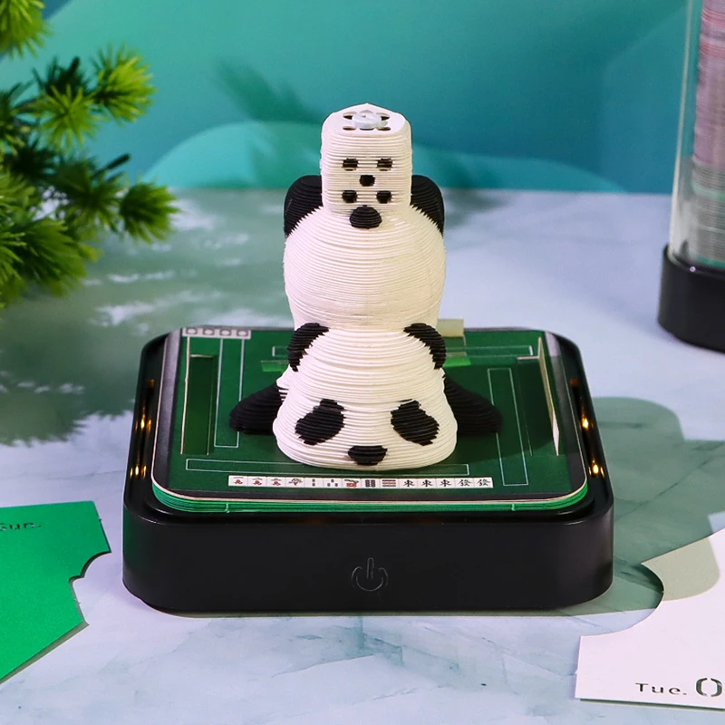 3D Calendar 2025 Memo Pad Paper Crafts Mahjong Panda 3D Note Paper Carving Model Ornaments For Home Notes Miniature Novel Gift