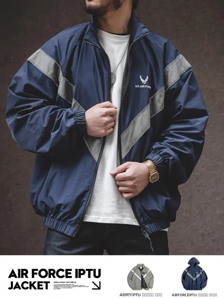 

Maden Reflective Pilot Jaet Loose Training Clothes Youth Faion Nylon Material Hooded Coat for Men Autumn Season Outerwear