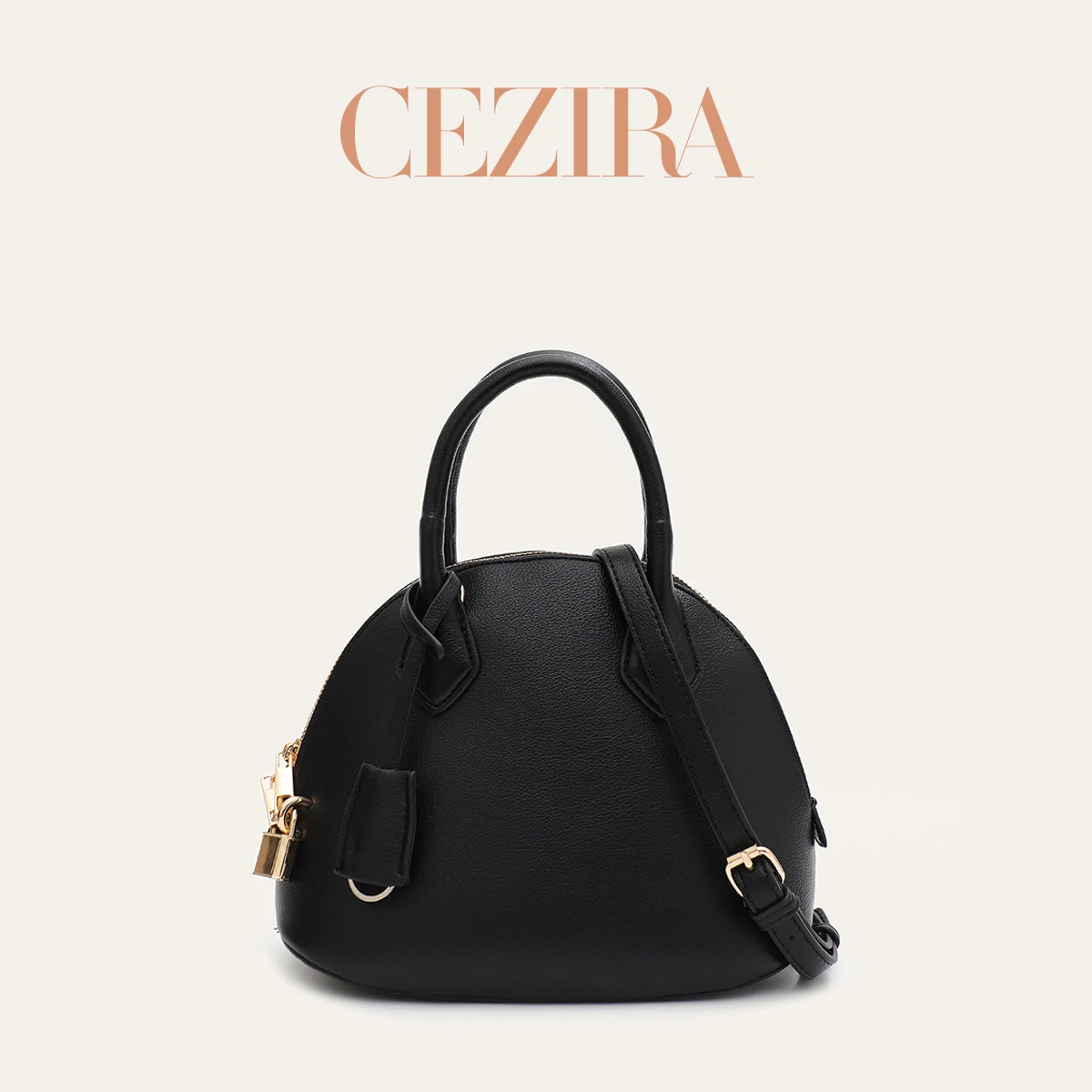 CR Lady Fashion PU Leather Shell Top Handle Bag Elegant Designer Glossy Crossbody Purse With Metal Lock Decoration Daily Outdoor