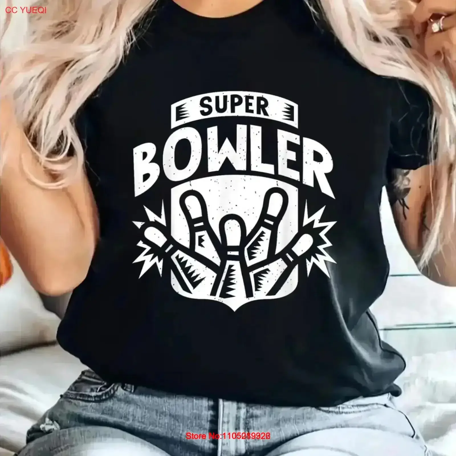 Divertida Super Bowler Bowling Strike Spare Bowl T Shi PrinT camisa para mujer vintage lavado suave versátil streetwear gráfico