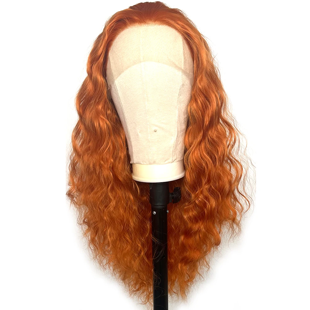 Voguebeauty Orange Synthetic Lace Front Curly Wig Heat Resistant Fiber Natural Hairline Cosplay For Women