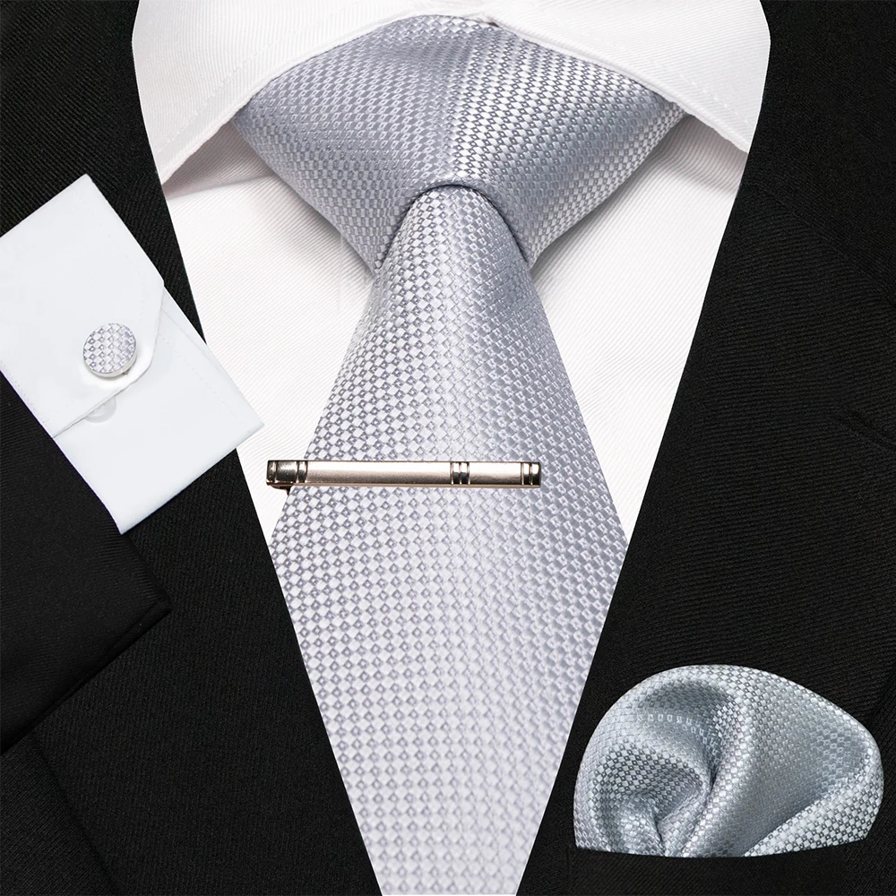 KAMBERFT Marineblau Gestreifte Seidenkrawatte für Herren, Modisches Design, Geschenkset mit Taschentuch und Manschettenknöpfen, Business-Party-Gravata – Detail 33