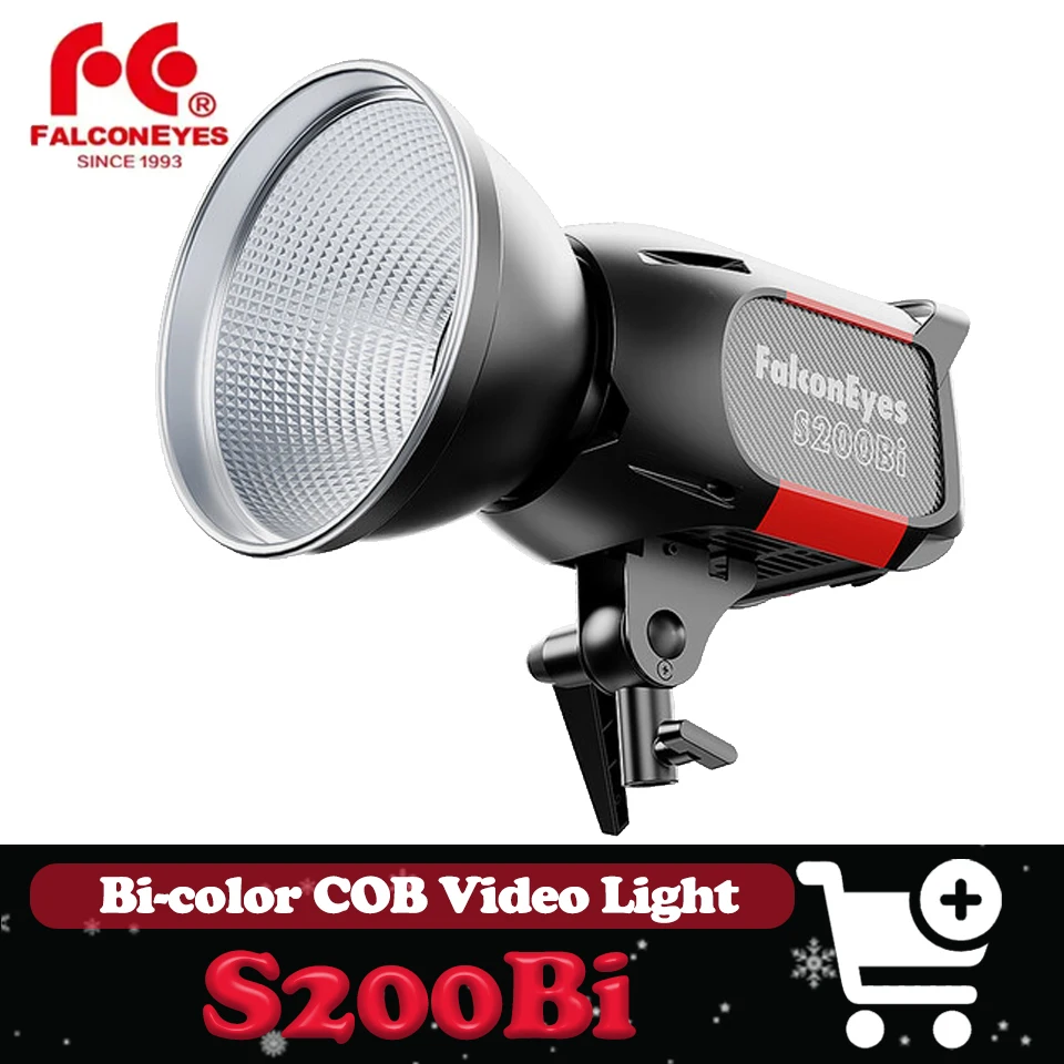 Falcon Eyes S200Bi Bi-Color LED Monolight 2500-6500K CRI96 TLCI98 200W COB Video Light for Vlogging