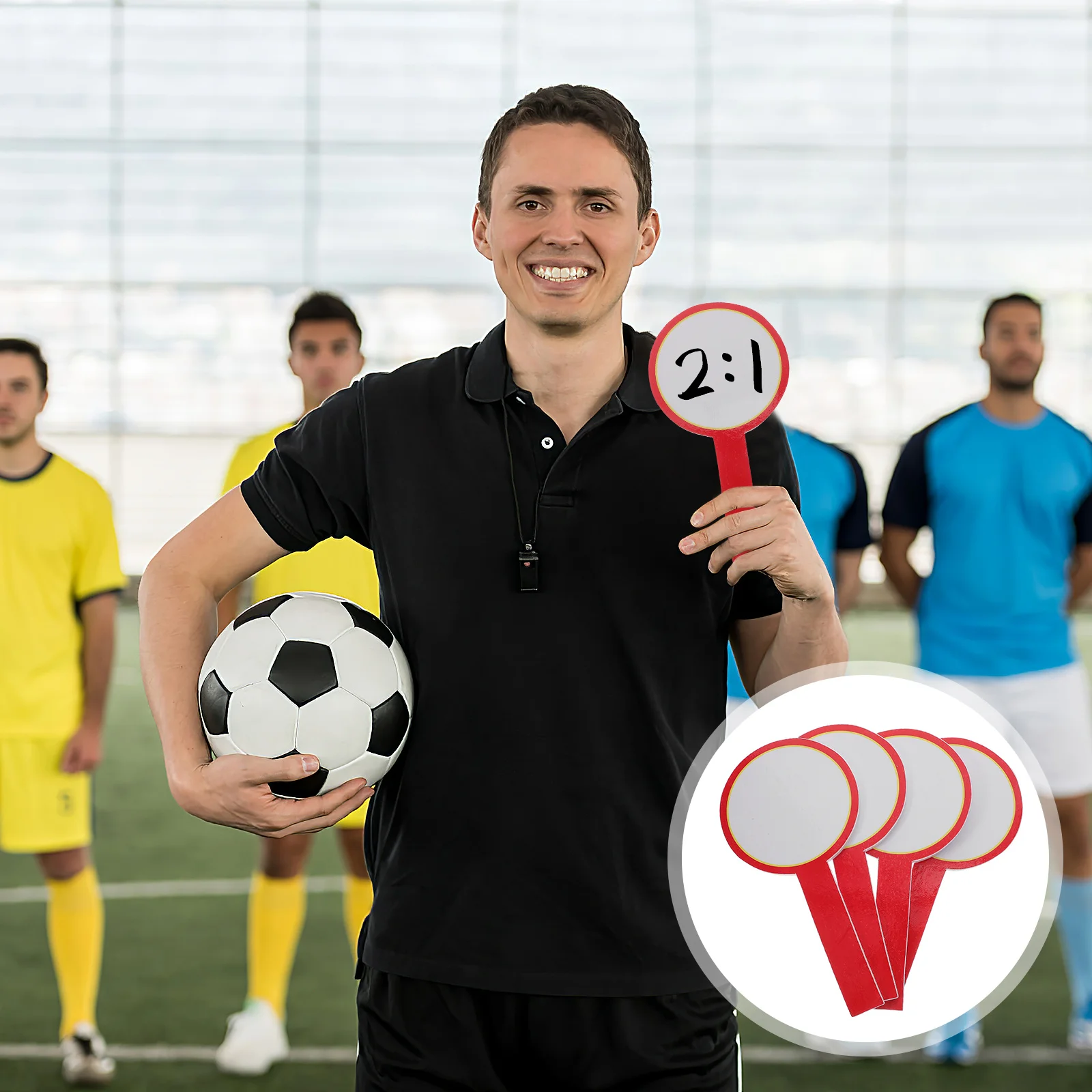 4 قطع من سبورة بيضاء محمولة للمناسبات - لوحة نتائج إسفنجية قابلة لإعادة الاستخدام من جانب واحد، لوحات مجداف للمسح الجاف للتحكم في لعبة التصويت