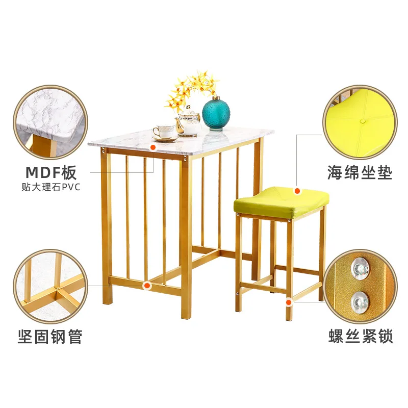 Dining table combination table and chairs household small apartment rectangular imitation marble table dining