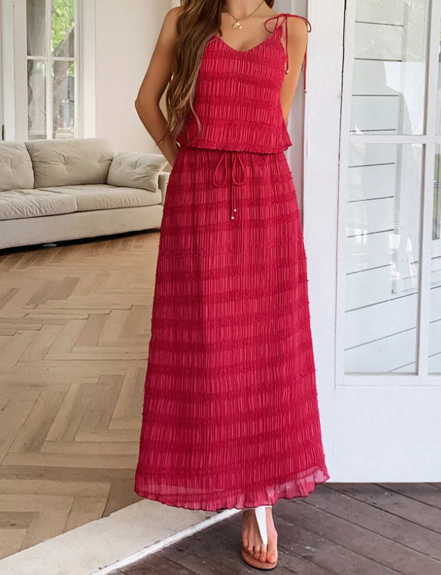 Women's Dress 2025 Summer Latest Hot Selling Style Leisure Vacation Leisure Style Suspended Beach Atmosphere Two-Piece Set