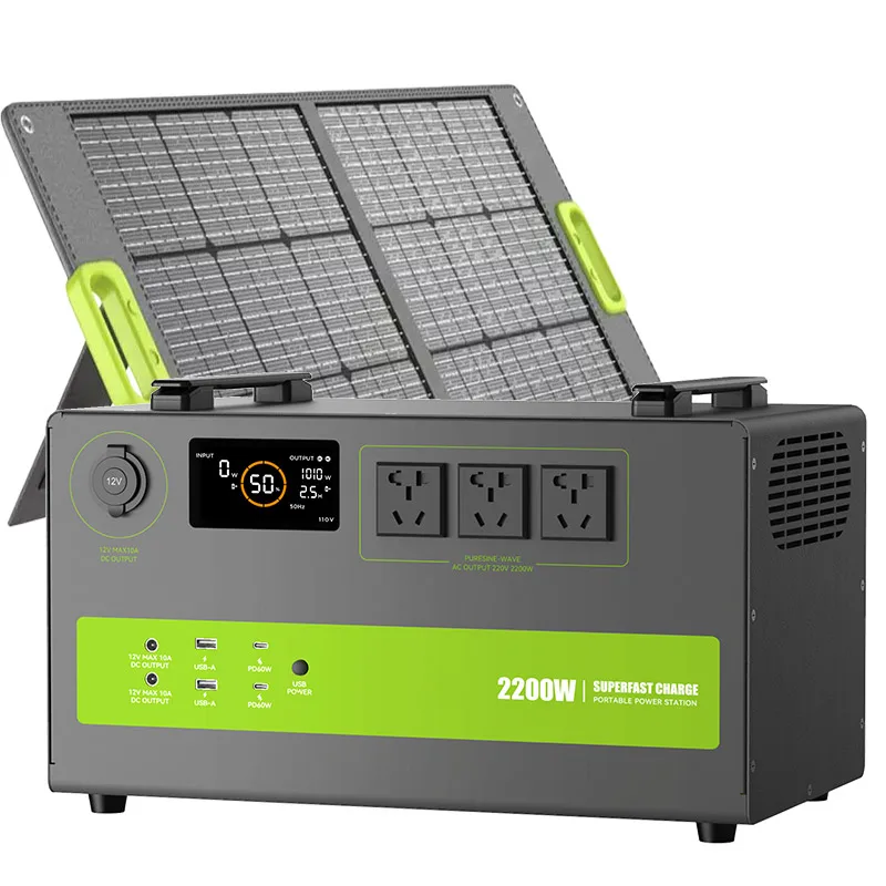 Wholesale Price Portable Solar Power Station 2200 Watt LiFePO4 Battery Solar Generator  for Home Backup