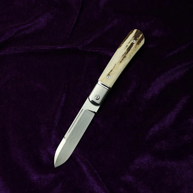 LEMIFSHE deer antler stalk steel handle m390 blade folding knife pocket survival EDC tool camping hunting outdoor knife