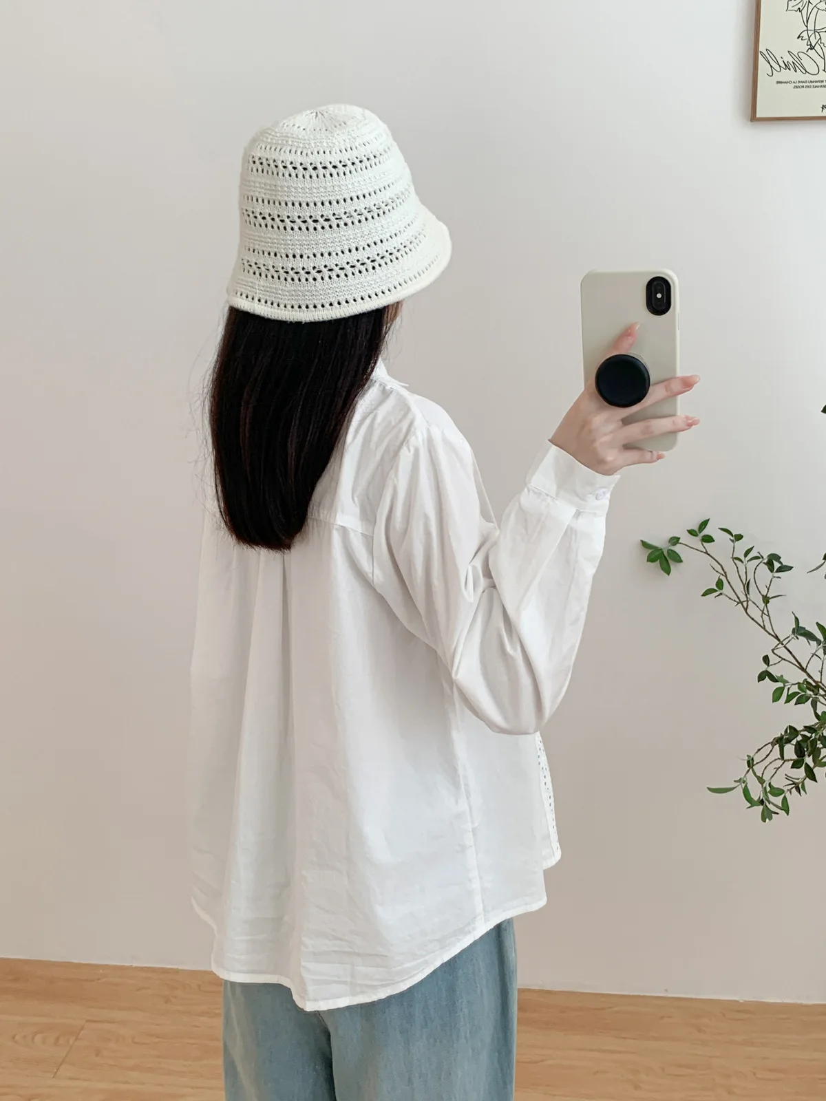 جديد 2025 الخريف قميص قطني بكم طويل ، المرأة بدوره إلى أسفل طوق الأزهار التطريز ، موري فتاة البراري شيك بلوزة فضفاضة T58987CC