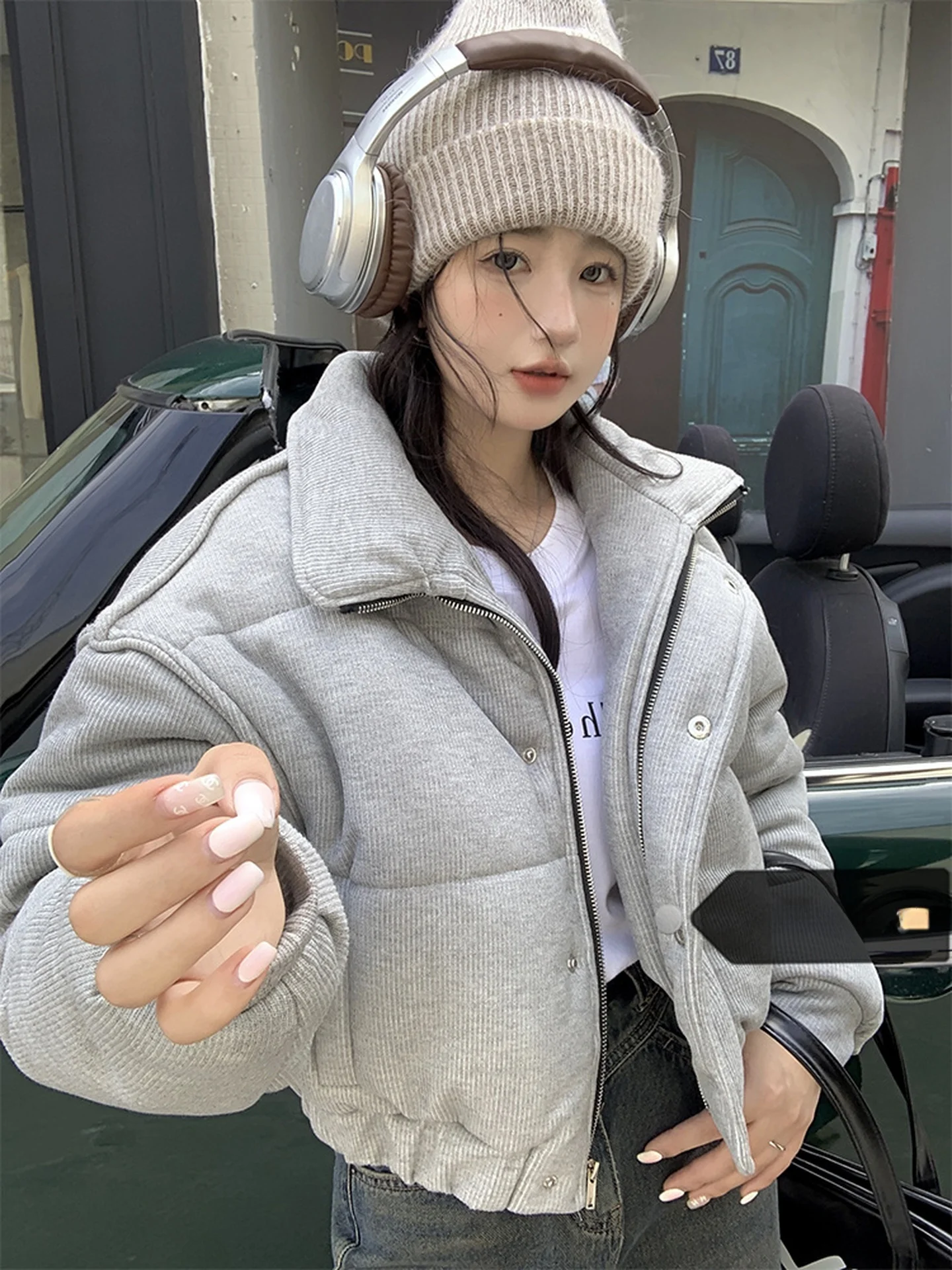 

ay Cotton Jaet Women's ort Loose Warmth Outerwear Spring Stand Collar Thin Sle Korean Version Comfortable Coat