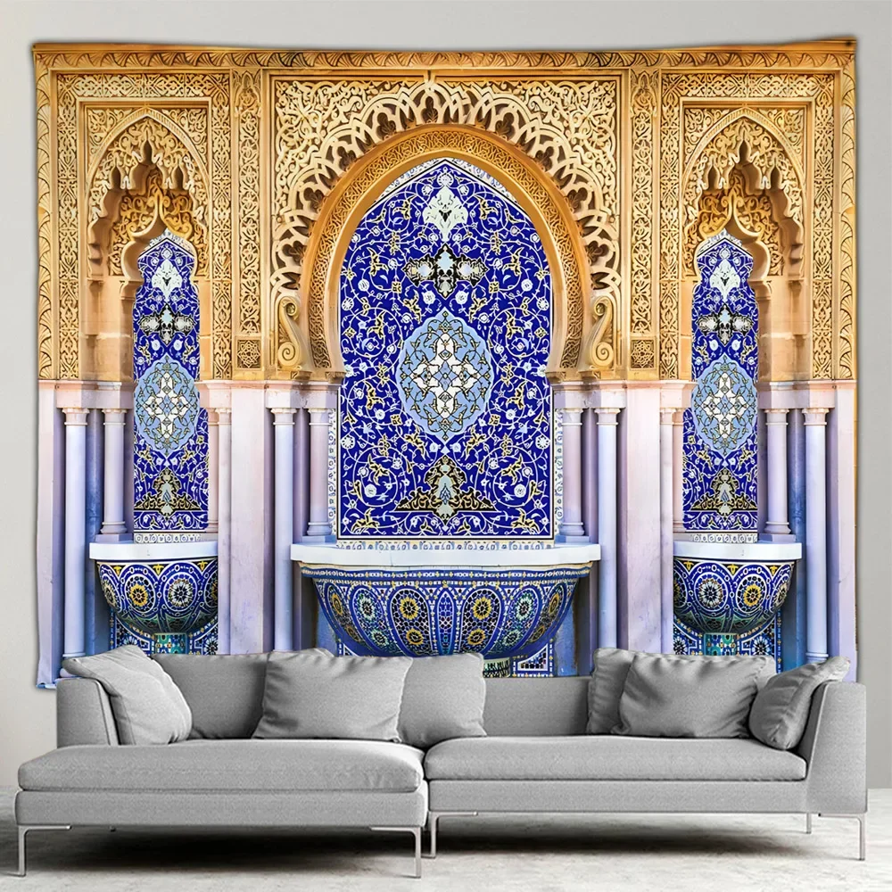 Moroccan Architectural Tapestries Vintage Islamic Geometric Pattern Wall Hanging Wall Art Decor Mural Bohemian Home Decor