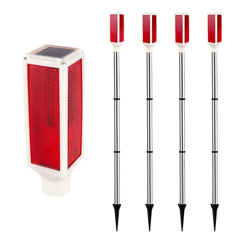 

Солнечные светильники YLS для улицы, водонепроницаемые, 4 шт., светоотражающие маркеры для подъездных дорог, предупреждающий мигающий свет с 2 режимами освещения, красные