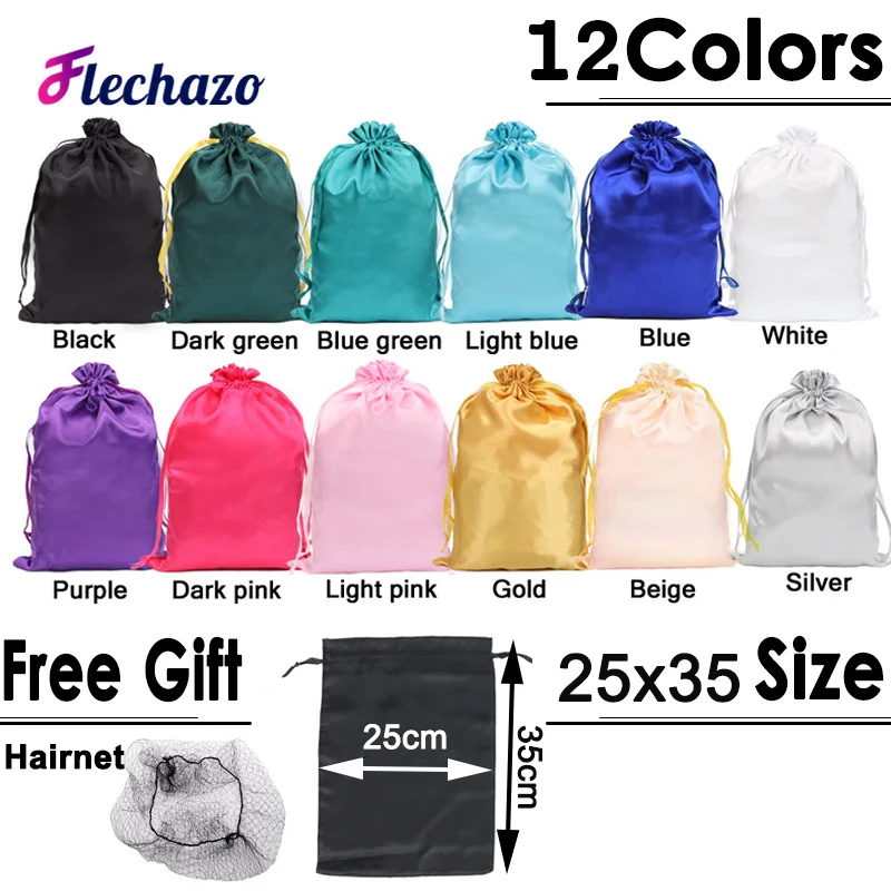 100Pcs Wholesale Silk Satin Bags Hair Packaging Bags Logo Custom Soft Silky Pouches Wigs Bags Hair Tools Storage Bags Home Salon