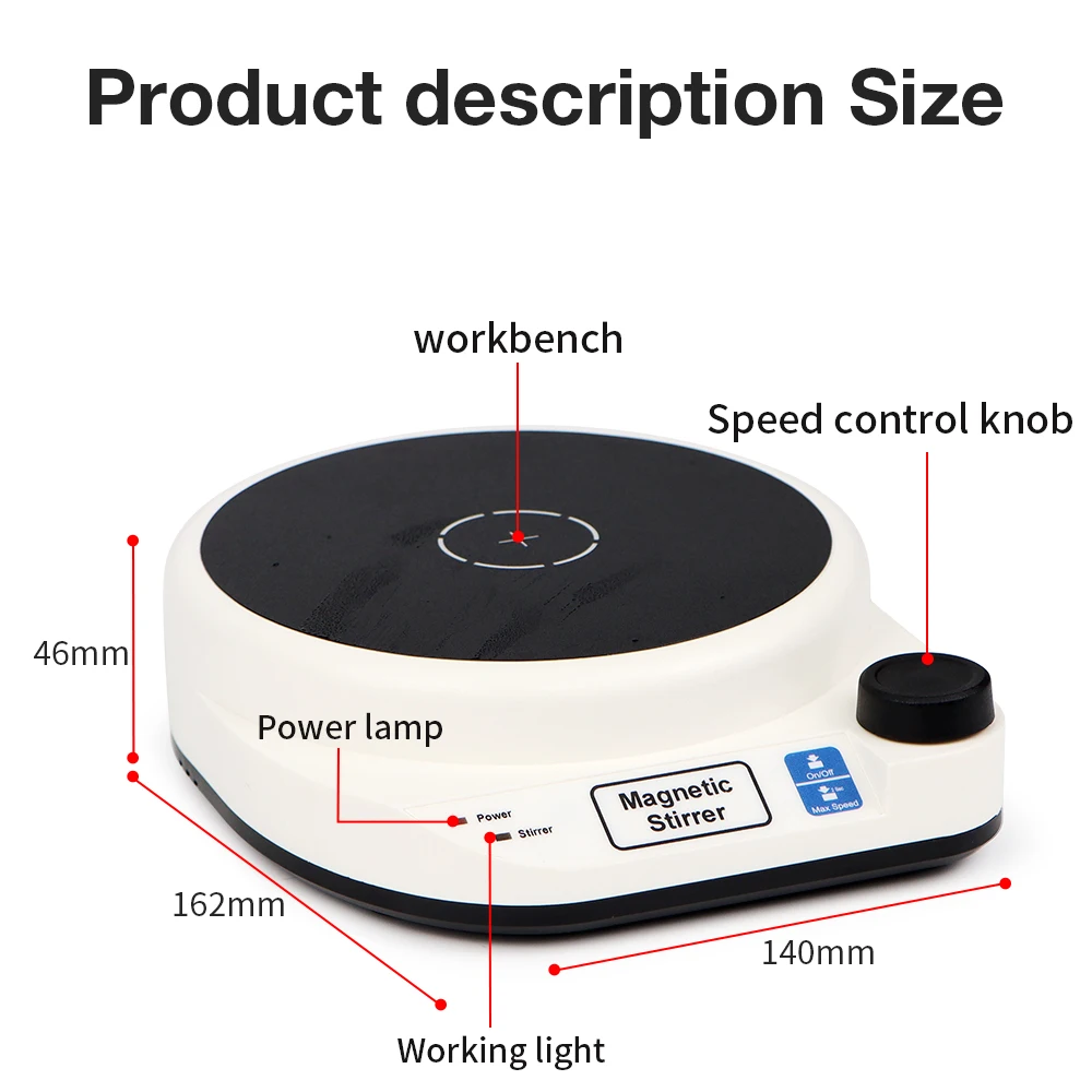 2000rpm Magnetic Stirrer Mixer with Stir Bar Electric Magnetic Stir Plate Mixer for Medical Chemical Laboratory EU Plug