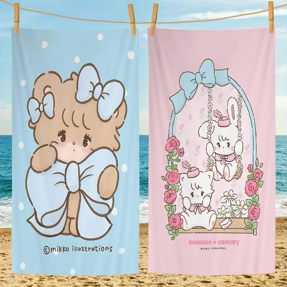 Cute M-Mikko I-Illustrations Anime Beach Swimming Towel Soft Absorbent Washcloth Children's Gifts for Kids Travel Camping Gym