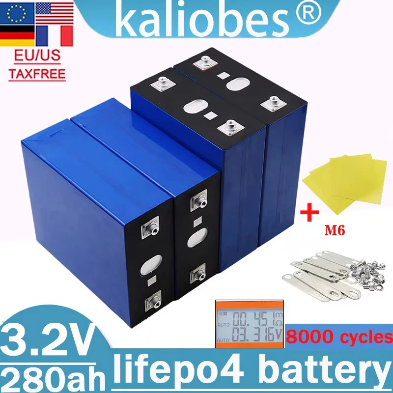 A-grade new 3.2V 280AH DIY 12V 24V 48V Lifepo4 rechargeable battery lithium iron phosphate solar camping car battery tax-free