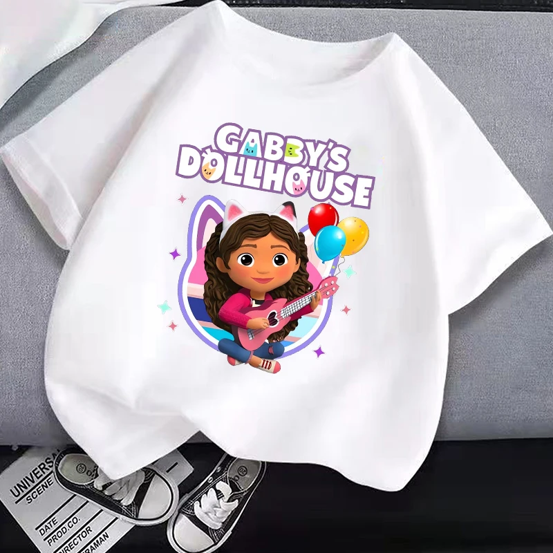 

Gabby Dollhouse Child Cotton T-shirt Anime Cartoon Print Short Sleeve Tees Girls Summer Casual Tops Kawaii Kids Clothing Gifts