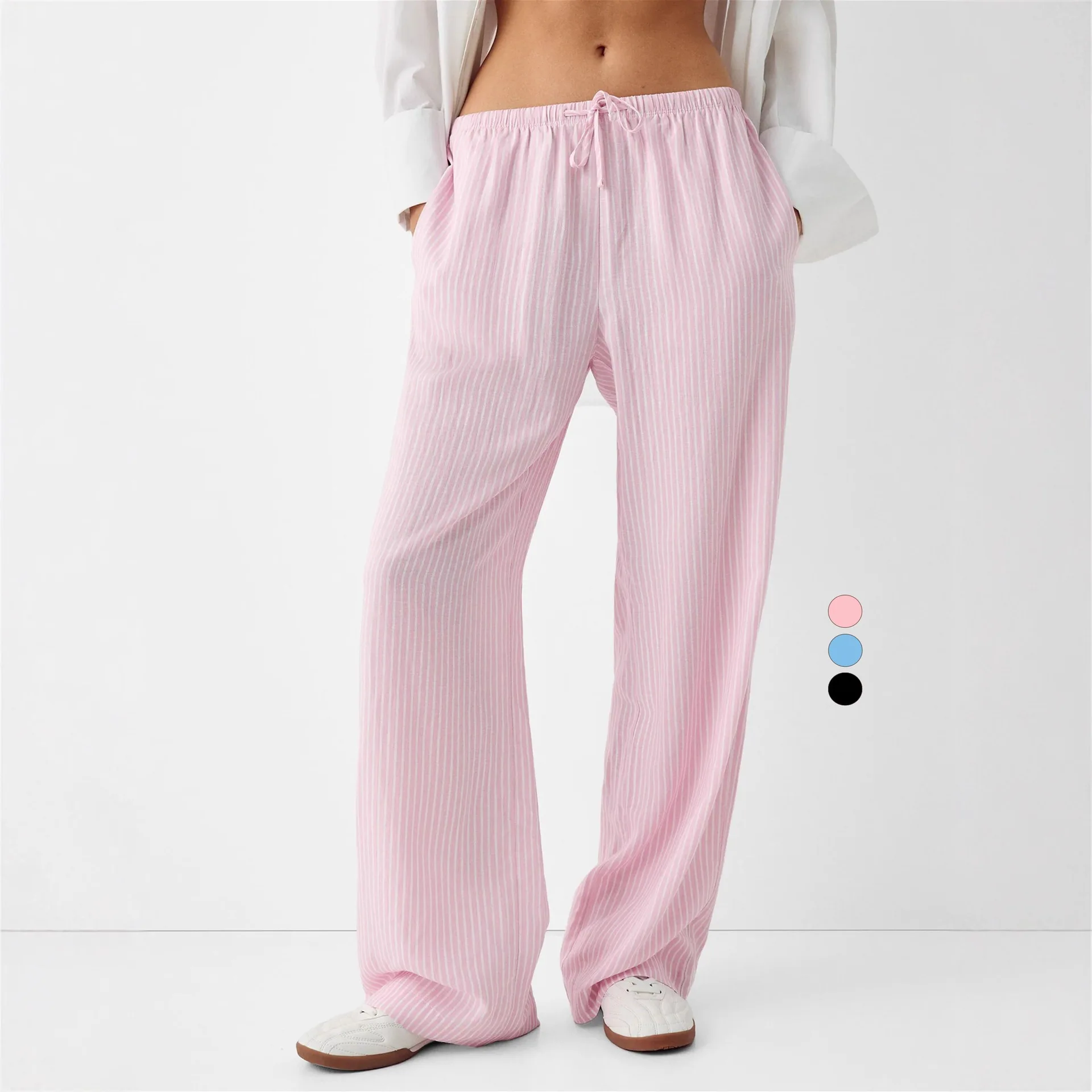 Casual Streifen Hosen frauen Faion Niedrige Taille Gerade Bein Hosen Herbst Neue Sle Abnehmen Wirkung Vaion ular Sle