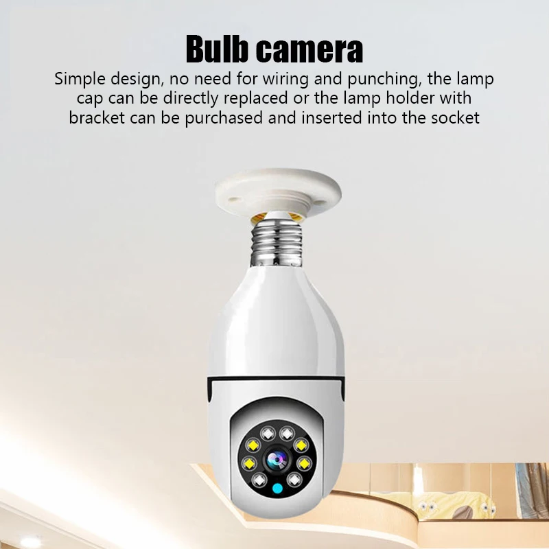 Bulb Camera 2.4G Wifi Surveillance IP Cam 1MP Cam Night Vision Full Color Automatic Human Tracking Video Security Monitor Camera