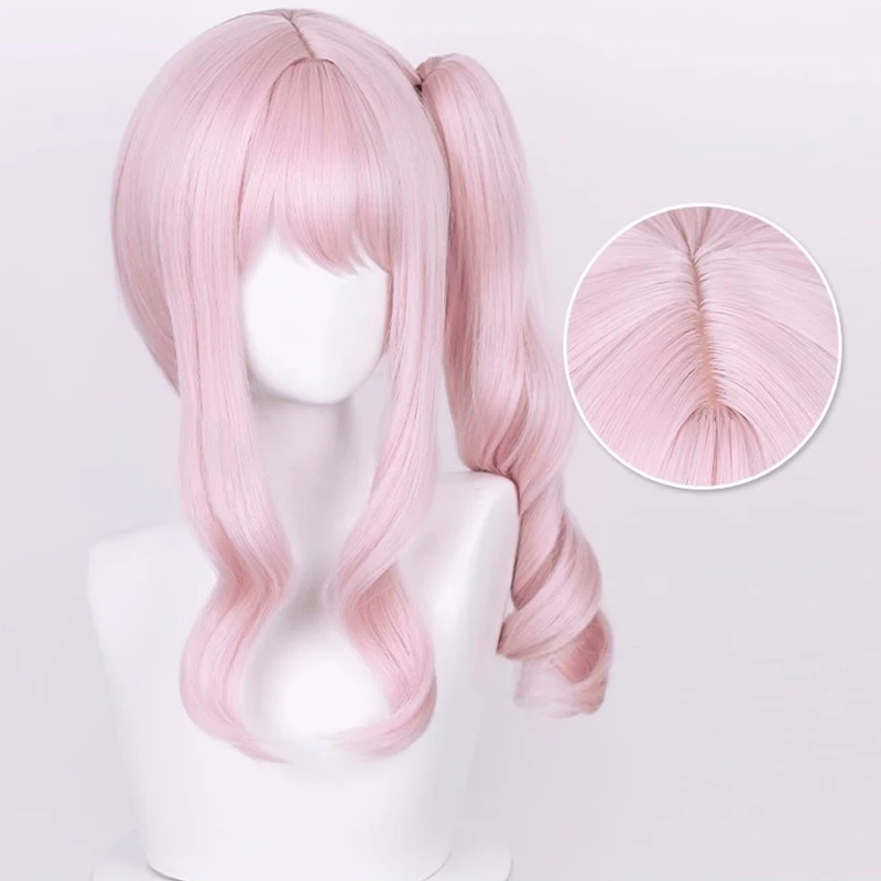High Quality Anime Akiyama Mizuki Cosplay Wig 45cm Long Light Pink Curly Heat Resistant Synthetic Hair Halloween Party Wigs view 3