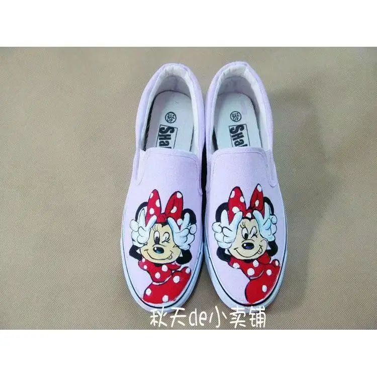 Minnie Mouse big bow 2025 new drop shipping Canvas Shoes Women's plus size Student Couple real pictures girl's board shoes