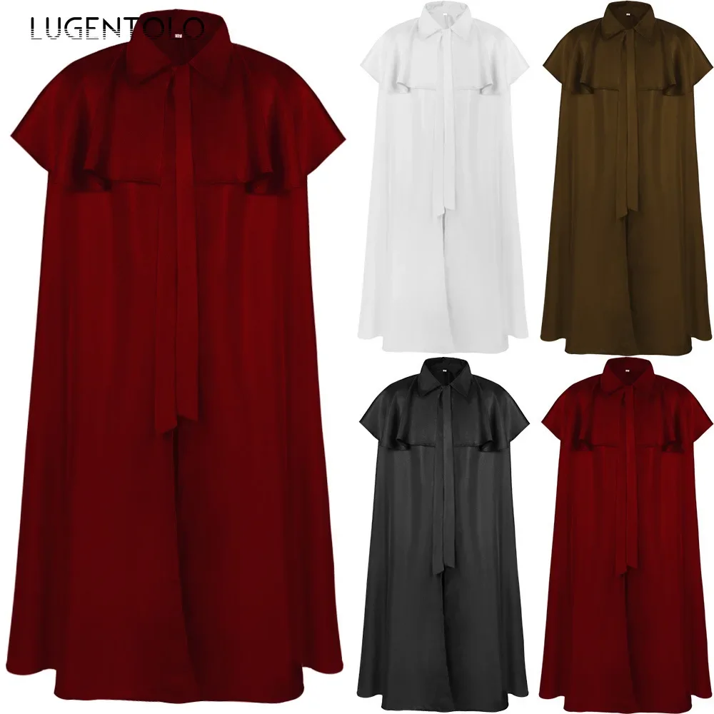 

Medieval Halloween Capes Gothic Vintage Sorcerer Ponchos Party Solid Cloak Loose Stand Collar Grand Event Long Coat Stage Jacket