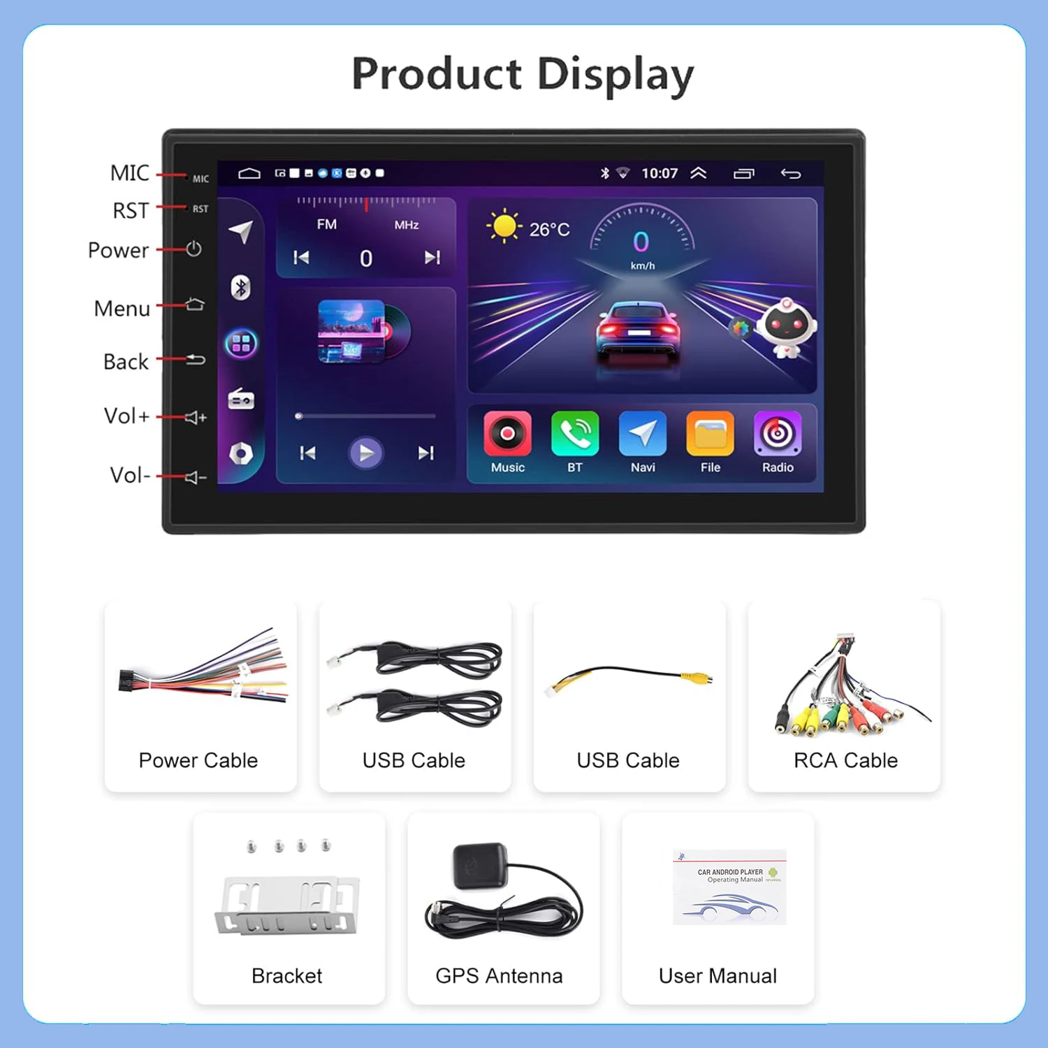 Universal 7 9 10″ Car Radio Android 11 Multimedia Player With Carplay GPS Navigation WiFi 2.5D IPS Screen For VW Toyota Ford KIA