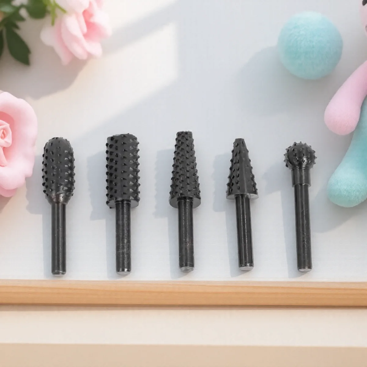 5 قطعة مقبض دائري ملف دوار 6.3 مللي متر الكربون الصلب الخشب نحت طاحونة مثقاب الخشب أدوات للقطع الدقيق والتشكيل #2