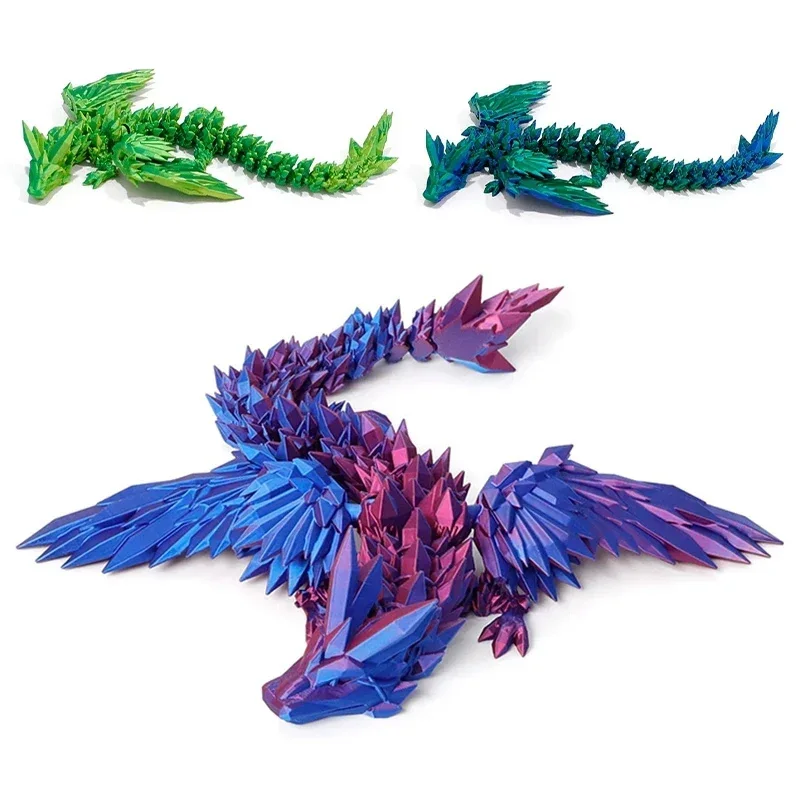 3D Printed Gradient Dragon Ornament Handicrafts Toy New Year Christmas Decorations Gifts Joints Movable Wings Figurines Ornament